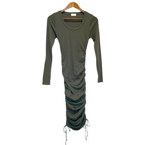 t.la Dress Long Sleeve Ruched Green Size Small Cotton Blend